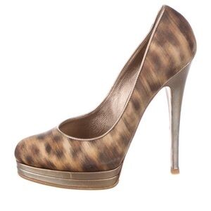 Casadei Animal Print Leather Trimmed Platform Pumps size 8.5